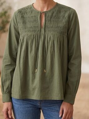 CIRCLE of TRUST Olive Green Peasant Blouse BNWT